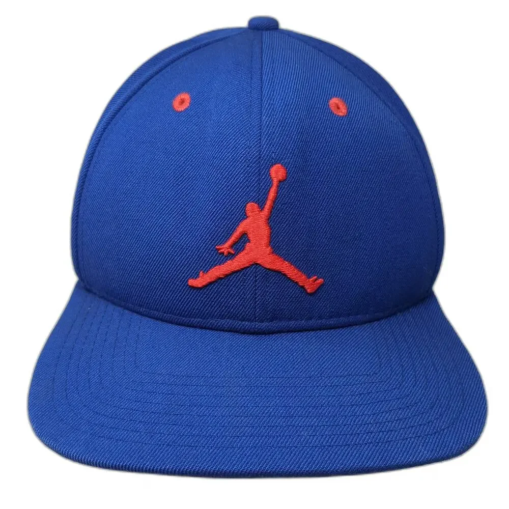 Jordan Snapback Blue One Size Red Jumpman Logo Embroidered Flat Brim Hat